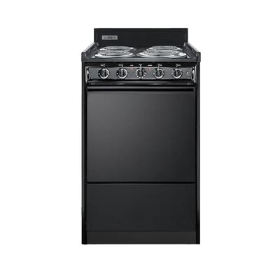Summit TEM110C 20"W Electric Stove w/ 4 Burners - Black, 220v/1ph