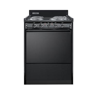Summit TEM610C 24"W Electric Stove w/ 4 Burners - Black, 220v/1ph