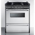 Summit TNM2107BRW 30"W Gas Stove w/ (4) Burners - Black/Stainless, Natural Gas, Silver, Gas Type: NG