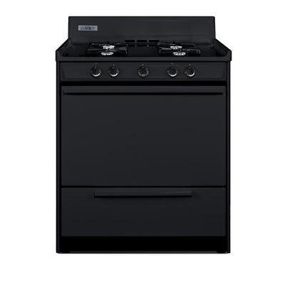 Summit TNM2107C 30"W Gas Stove w/ 4 Burners - Black, Natural Gas, Gas Type: NG