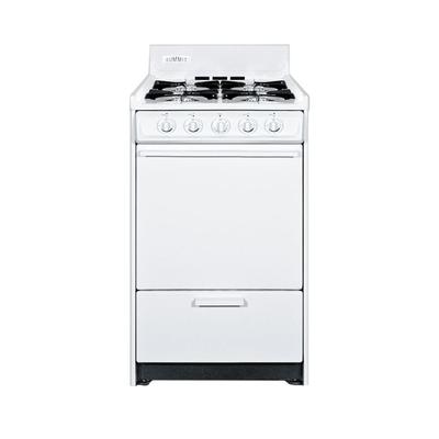 Summit WLM110P 20"W Gas Stove w/ 4 Burners - White, Liquid Propane, Gas Type: LP