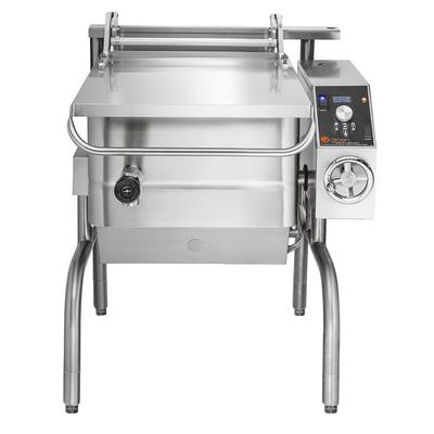 Groen BPM-15EA 15 gal. Tilt Skillet - Open Leg Base, Polished Pan, Measurement Marks, 240v/3ph, Stainless Steel