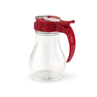 Vollrath 1412-02 10 oz Dripcut Teardrop Dripcut Server - Polycarbonate, Red Plastic Top, Clear