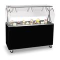 Vollrath 38927 Affordable Portable 46" Mobile Food Bar w/ Shelf & Stainless Top, Walnut Woodgrain, Brown