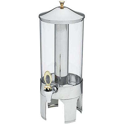 Vollrath 46280 2 gal Beverage Dispenser w/ Ice Tube - Plastic Container, Stainless Base, Brass, Silver