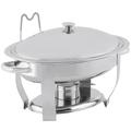 Vollrath 46500 Oval Chafer w/ Lift-off Lid & Chafing Fuel Heat, 6 Quart, 18/8 Stainless, Stainless Steel