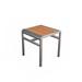 emu A1021 17" Sid Stool/Side Table w/ Oak Wood Look Aluminum Slat Seat & Brushed Aluminum Frame, Outdoor/Indoor, Oakwood and Brushed Aluminum