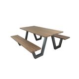 emu A1821 Sid Rectangular Outdoor Picnic Table w/ (2) Benches - 96" x 70", Antique Iron & Walnut, Walnut and Antique Iron