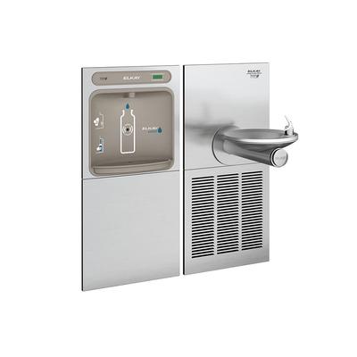 Elkay EZWS-SFGRN8K Wall Mount Bottle Filling Station w/ Drinking Fountain - Refrigerated, Non Filtered, Silver