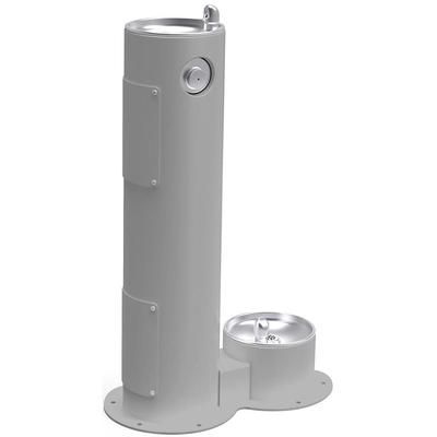 Elkay LK4400DBGRY Outdoor Pedestal Drinking Fountain w/ Pet Fountain - Non Refrigerated, Gray