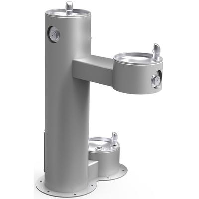 Elkay LK4420DBFRKGRY Bi Level Outdoor Drinking Fountain w/ Pet Fountain - Non Refrigerated, Gray
