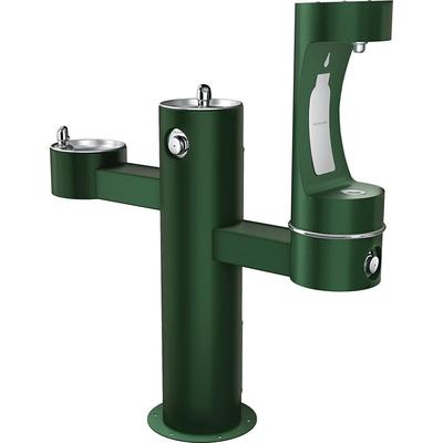 Elkay LK4430BF1LFRKEVG Outdoor Bottle Filling Station w/ 2 Drinking Fountains - 52 1/8"H, Non Refrigerated, Evergreen
