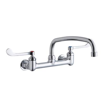 Elkay LK940AT12T6H Splash Mount Faucet w/ 12" Arched Swing Spout & 6" Wrist Blade Handles - 8" Centers, Chrome