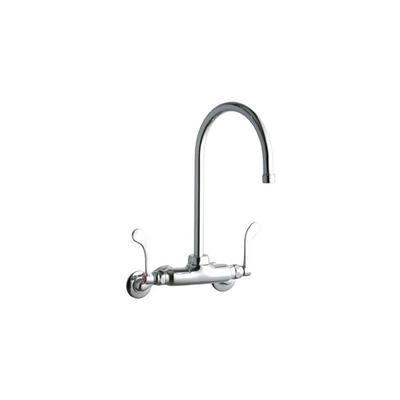 Elkay LK945GN08T4T Splash Mount Faucet w/ 8" Gooseneck Spout & 4" Wrist Blade Handles - 3 1/2" to 8" Centers