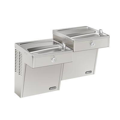 Elkay VRCTLR8SC Wall Mount Bi Level Drinking Fountain - Non Filtered, Refrigerated, Stainless, Silver