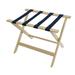 CSL 177WW Wood Luggage Rack w/ 2 1/4" Navy Blue Straps - 26"W x 17"D x 18 1/2"H, White Wash