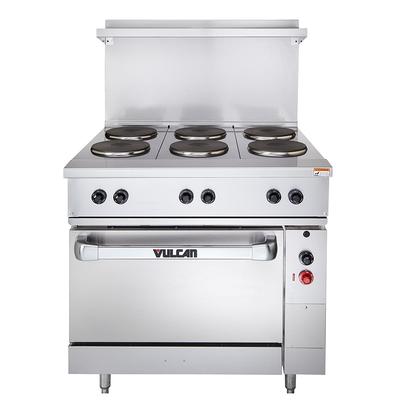 Vulcan EV36S-4FP12G480 36" Commercial Electric Range w/ (4) French Hot Plates & (1) Griddle, 480v/3ph, Stainless Steel