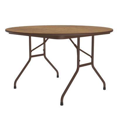 Correll CF48MR 06 48" Round Folding Table w/ Medium Oak Melamine Top, 29"H, Brown