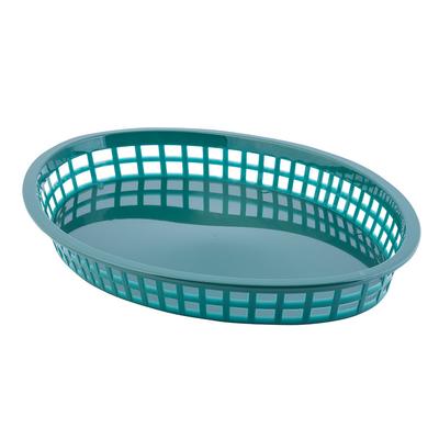 Tablecraft 1086FG Texas Platter Basket - 12 3/4 x 9 1/2 x 1 1/2", Polypropylene, Oval, Forest Green