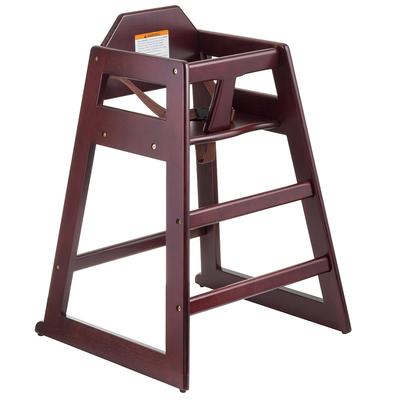 Tablecraft 6464062 29" Stackable Wood High Chair w/ Waist Strap - Rubberwood, Mahogany, Brown