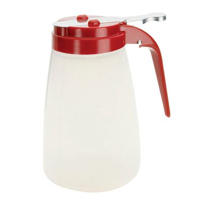 Tablecraft PP10RE 10 oz Cylindrical Dripcut Server - Polypropylene, Red ABS Top, Semi-transparent, 1 Dozen