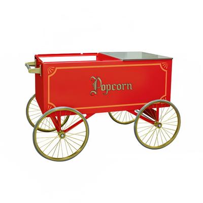 Gold Medal 2012 Popcorn Wagon w/ Stainless Steel Countertop & 4 Spoke Wheels, Red, 64x34"