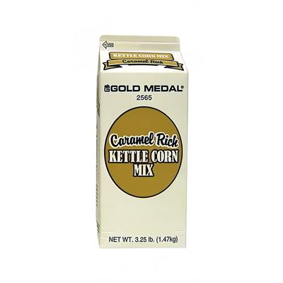 Gold Medal 2565 3 1/4 lb Caramel Rich Kettle Corn Mix, 6/Case, Brown