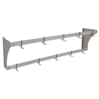 Eagle Group WM60APR 60" Wall-Mount Pot Rack w/ 10 Double Hooks, Aluminum, Double Bar Design, 10 Double Pronged Hooks