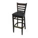 Oak Street WB101WA Commercial Bar Stool w/ Ladder Back & Black Vinyl Seat, Wood Frame, Walnut