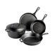 Lodge L5HS3 5 Piece Cast Iron Cooking Set w/ Griddle, 2 Skillets, Dutch Oven & Cover, Black