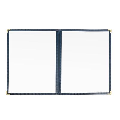 Risch TED 8.5X11 Double Pocket Vinyl Menu Cover, 8 1/2"W x 11"H, Blue Leatherette