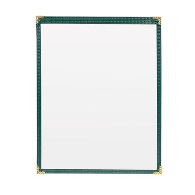 Risch TES 8.5X11 Single Pocket Vinyl Menu Cover, 8 1/2"W x 11"H, Green Leatherette