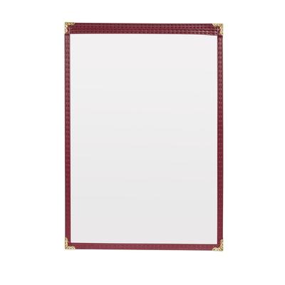 Risch TES 8.5X14 Single Pocket Vinyl Menu Cover, 8 1/2"W x 14"H, Maroon Leatherette, Red