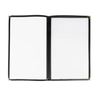 Risch TETB 8.5X14 Triple Pocket Vinyl Menu Cover, 8 1/2"W x 14"H, Black Leatherette