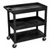 Luxor EC112-B 3 Level Polymer Utility Cart w/ 400 lb Capacity - Raised Ledges, Black