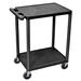 Luxor HE32-B 2 Level Polymer Utility Cart w/ 400 lb Capacity, Raised Ledges, Black