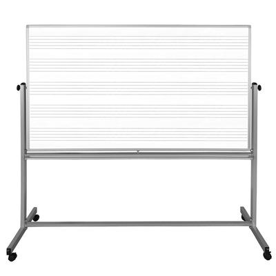 Luxor MB7248MW 72" x 48" Mobile Double-Sided Music Whiteboard/Whiteboard w/ Aluminum Frame, Chrome