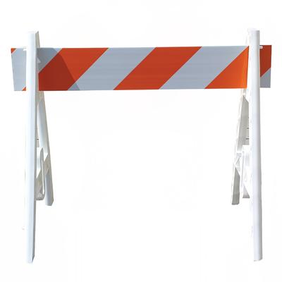 Accuform Signs FBA616 6 ft Traffic Control Barricade w/ Orange/White Reflective Sheeting, Plastic, A Frame