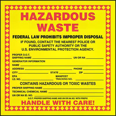 Accuform Signs MHZW25PSL Hazardous Waste Label - 6