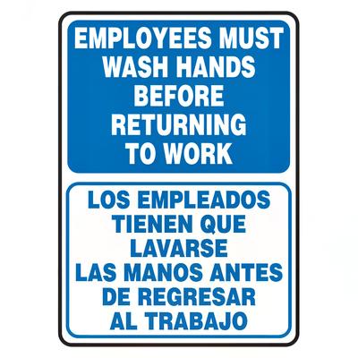 Accuform Signs SBMRST579XP Bilingual Hand Washing Sign - 14" X 10", Accu-Shield Plastic, Blue/White