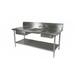 John Boos EPT6R10-DL2B-72R 72" Prep Table w/ (1) 16x20x8" & (1) 16x 20x4" Right-Side Bowl, Deck Mount, 10" Backsplash, Storage Drawer, Stainless Steel