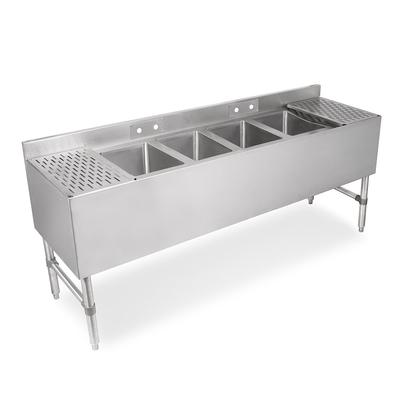 John Boos UBS4-2172-2D12-X 72" 4 Compartment Underbar Sink w/ 10"L x 14"W Bowls, 10" Deep, Stainless Steel