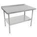 John Boos UFBLG4830 48" 18 ga Work Table w/ Undershelf & 430 Series Stainless Top, 1 1/2" Backsplash, Galvanized Undershelf, Stainless Steel