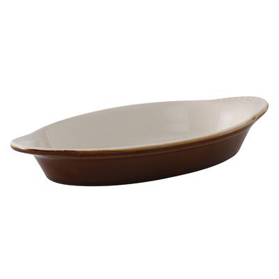 Tuxton B1N-150 17 oz. Oval, DuraTuxÂ© Welsh Rarebit - Ceramic, Caramel/Eggshell, Brown