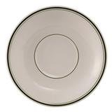 Tuxton TGB-002 6" Round Green Bay Saucer - Ceramic, American White/Eggshell w/ Green Band