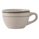 Tuxton TGB-037 7 oz Green Bay Cup - Ceramic, American White/Eggshell w/ Green Band