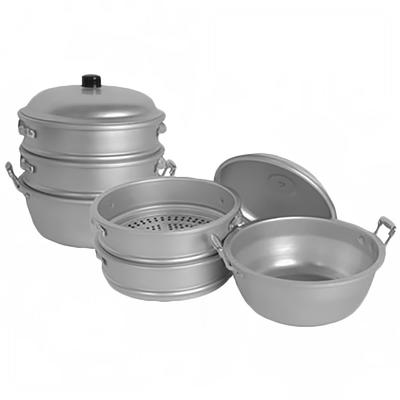 Thunder Group ALST003 11 1/2" Round Chinese Steamer Set, Aluminum, Silver