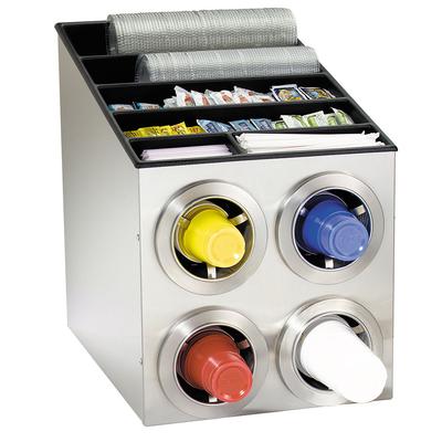 Dispense-Rite CTC-L-2X2SS Cup & Lid Organizer, Cabinet, (10) Compartment, All Cup Types, 4 ADJ-24 Cup Dispensers, Stainless Steel