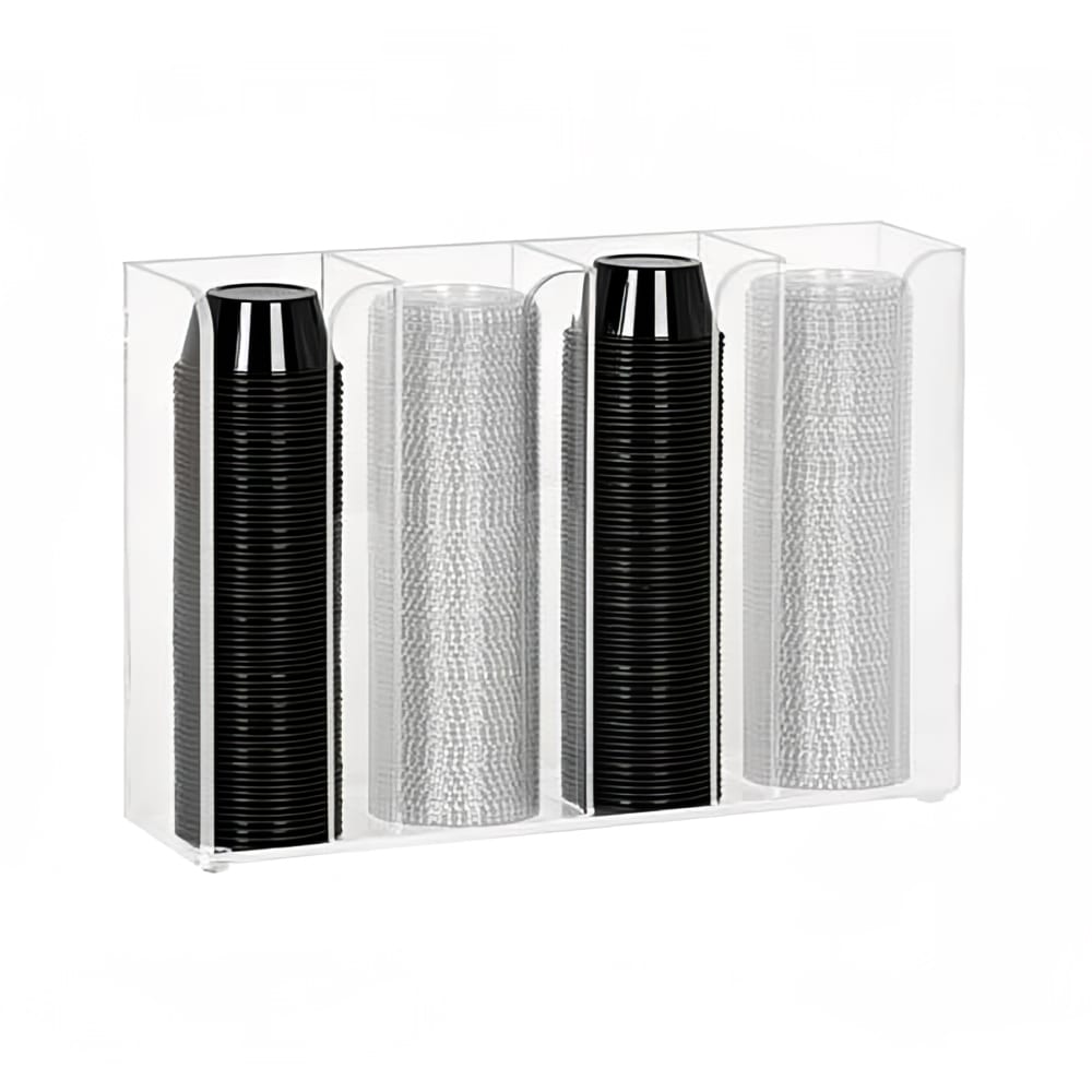 Dispense-Rite CTCO-4CL Cup & Lid Organizer, 4 Compartment, Portion Cups, Clear