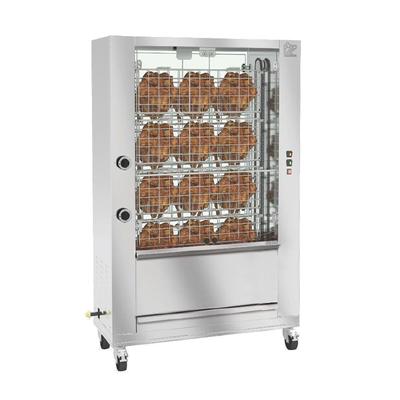 Rotisol USA FFS1100-4G-BRASILIA Gas 9 Spit Commercial Rotisserie w/ 27 Bird Capacity, Liquid Propane, 9 Basket Spits, LP, Stainless Steel, Gas Type: LP